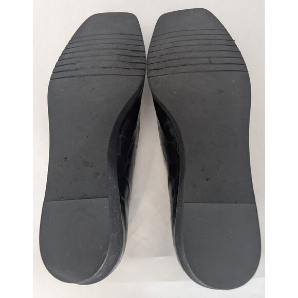 Salvatore Ferragamo Black Croc-Embossed Leather Wedge Pumps Size 8B - Picture 4 of 7